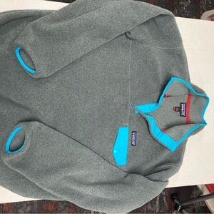 Patagonia Snap T Fleece Pullover in Gray with Turquoise Accents